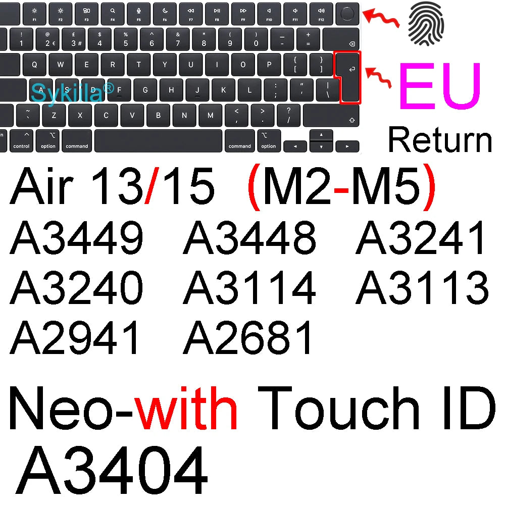 Keyboard Cover for Macbook Air 13 M5 M4 15 M3 11 Pro 13 14 M2 M1 Max Pro 16 15 12 Neo Silicone Protector Case Skin A3426 A3428