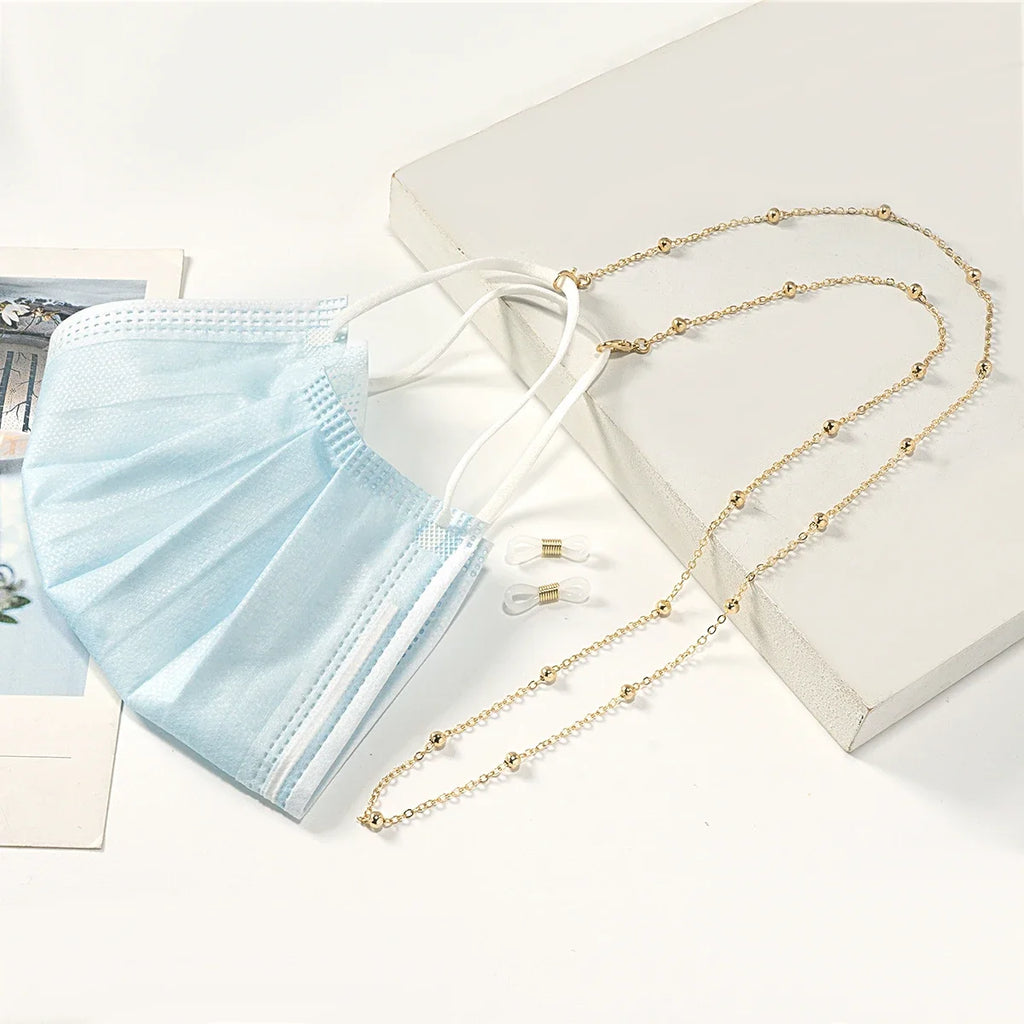 Metal Gold Round Beads Glasses Chain; Multi-Functional Fashionable Multi-Functional Collar Chain; Belt Accessory