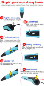 2026 New 3D Printing Pen DIY Three-dimensional Painting Children Toys With LCD Screen Power Adapter 200M PLA Filament Toys Gift