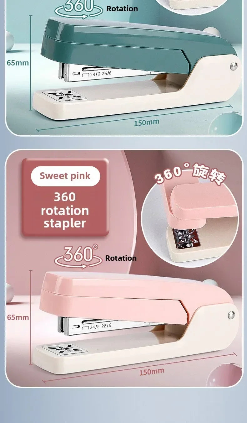 1-Piece 360° Rotatable Heavy Duty Stapler with Staple Remover: Large Capacity & Strong Clutch for Home and Office Use
