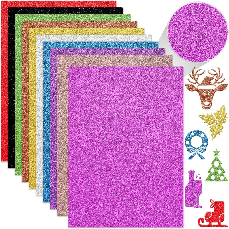 25 Sheets Colored Glitter Cardstock Paper 250G A4 Premium for Scrapbook DIY Projects Birthday Party Decoration Gift Box Wrapping