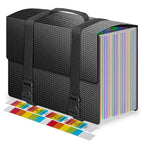 Expandable document folder, 25-pocket accordion-style document organizer with handle, suitable for document organization.