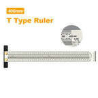 Precision Marking Ruler 200/300/400mm Stainless Steel Marking T-Rule 180mm Angle Ruler Automatic Pencil Scribing Mark Line Gauge