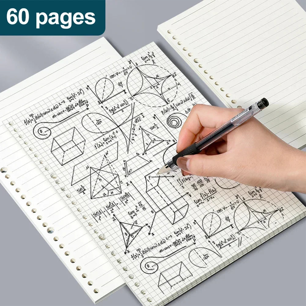 60 Sheets A4 A5 B5 Refill Spiral Binder Inner Page Notebook Loose Leaf Weekly Monthly To Do Line Grid Inside Paper Stationery