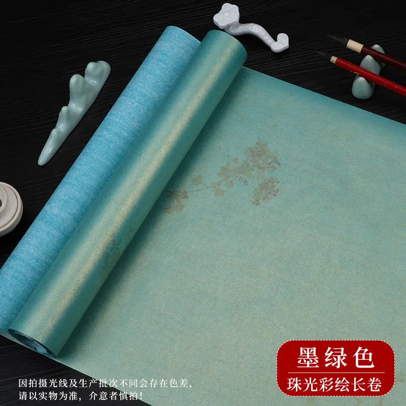 Sumi Art Wax Dye Pearlescent Ink Colorful Half Ripe Rice Paper Xuan Paper Scroll Multicolor Brush Calligraphy Creation Work Roll
