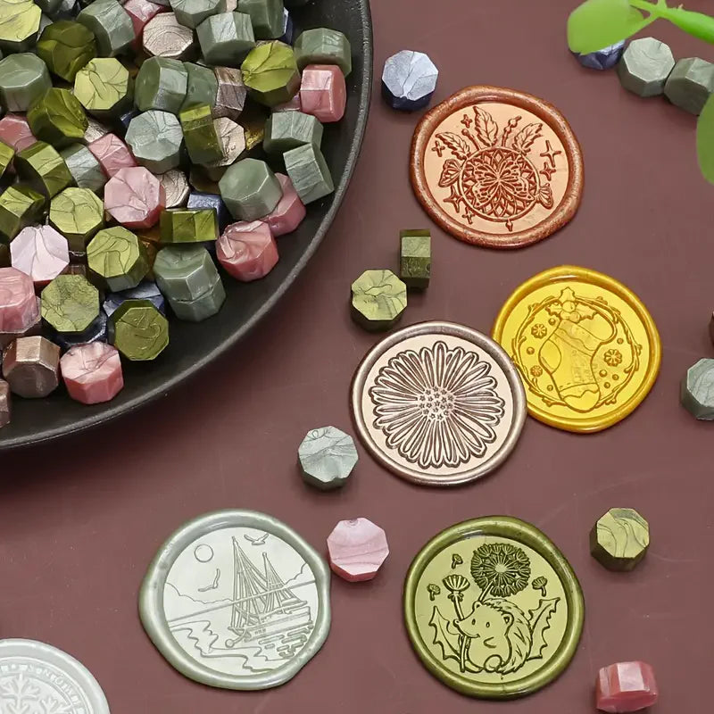 100pcs/bag Octagonal Sealing Wax Beads for Wax Stamps is Suitable for Wedding Invitations, Envelope Cards, Christmas Gift