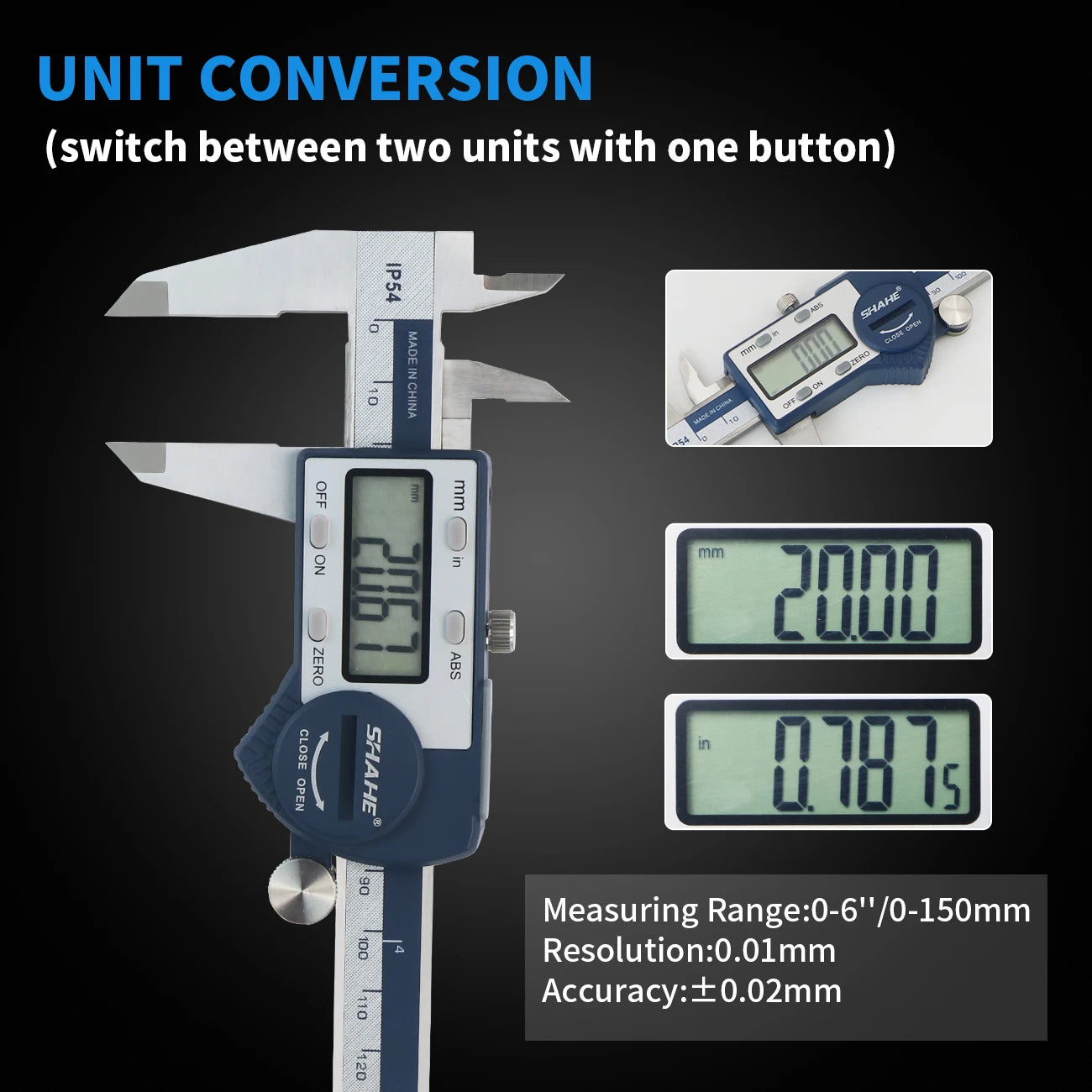 SHAHE IP54 Digital Caliper Electronic Caliper Ruler Digital Vernier Caliper Digital Caliper Stainless Steel Calipers
