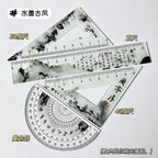 4PCS Ruler Set Drawing Ruler Measurement Geometry Triangle Ruler Straightedge Protractor School&Office Stationery