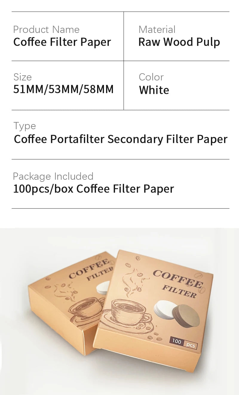 Coffee Filter Paper 51mm 53mm 58mm Round Disposable Secondary Water Filter Papers Espresso Portafilter Accessories Barista Tools
