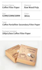 Coffee Filter Paper 51mm 53mm 58mm Round Disposable Secondary Water Filter Papers Espresso Portafilter Accessories Barista Tools