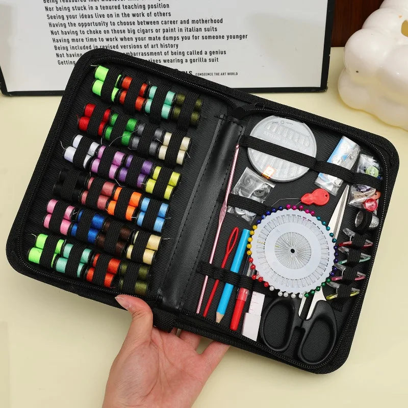 172/128/67/27pcs/set Sewing Kit with Threads Needles Scissors Tape Measure Buttons Storage Bag Portable Travel Sewing Box Tools