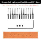 WUTA 3G Leather Punches Head Replaceable Pricking Iron Removable Diamond Olive Round Hole French Style Chisel DIY Craft Tools