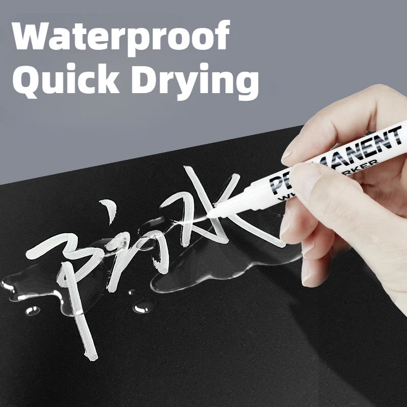 1/3/6Pcs White Marker Pens Acrylic Paint Pen for Rock Ceramic Glass Tire Metal Canvas Waterproof Painting White Marker