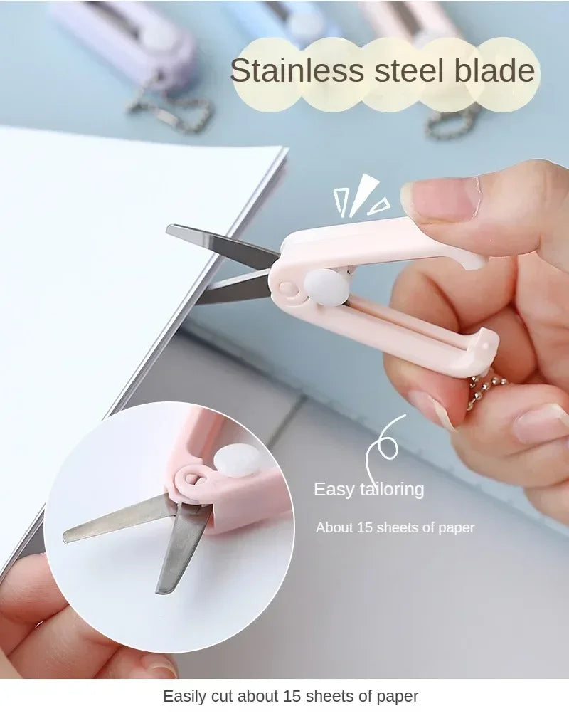 Creative Mini Portable Folding Scissors Morandi Simple Paper-Cutting Art Tool Stationary Scissors Office School Supplies.