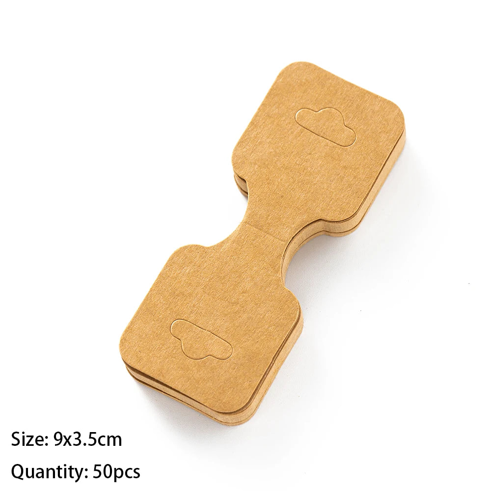 50Pcs Blank Necklace Bracelet Display Foldable Adhesive Price Tag Holder Cards Packaging For Jewelry Small Businesses Supplies