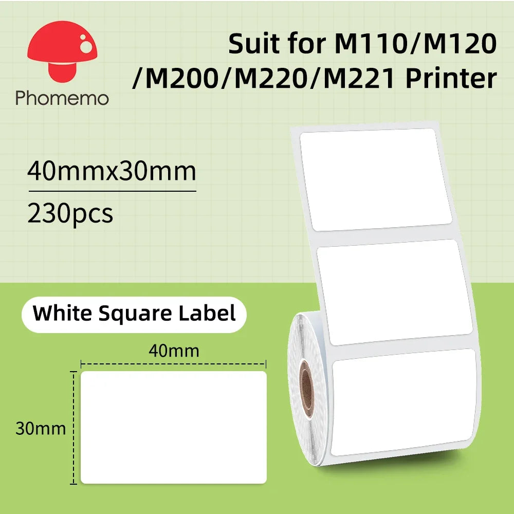 Phomemo Label For M110/M220/M221 Mini Printer Portable Thermal Label Stickers Self-Adhesive Waterproof Label Maker Sticker New