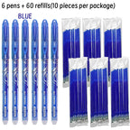 66pcs Erasable Pen refill Set Blue Black Ink Gel Pen Erasable Refill Rod Washable Handle School Office Writing Stationery
