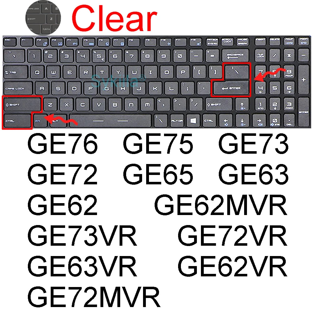 Keyboard Cover for MSI GF65 Thin GF63 GF75 Thin GF72 GF72VR GF62 GF62VR Silicone Protector Skin Case Gaming Laptop 15.6