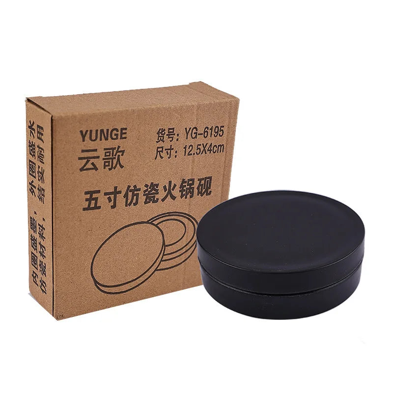 5-Inch Hot Pot Inkstone with Cover Double Circle Anti-drop and Anti-dry Ink Inkstone for Students' Calligraphy