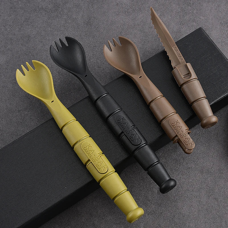 Mini EDC Tactical Tableware, Multi-functional Tools, Forks, Spoons, Knives, Combination, For Camping, Hiking, Outdoor, Halloween