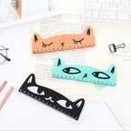 1 Pcs Lytwtw's Cute Kawaii Black Cat Kitten Straight Ruler Wooden Tools Cartoon Sewing Drawing Office School Stationery supplies