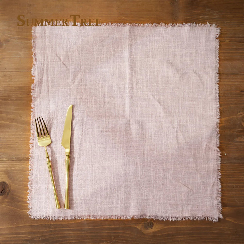 12pcs Retro Napkins 42x42cm Rustic Table Decoration Cotton Gauze Hanky Tea Towel Dining Place Mats Wedding Party Supply