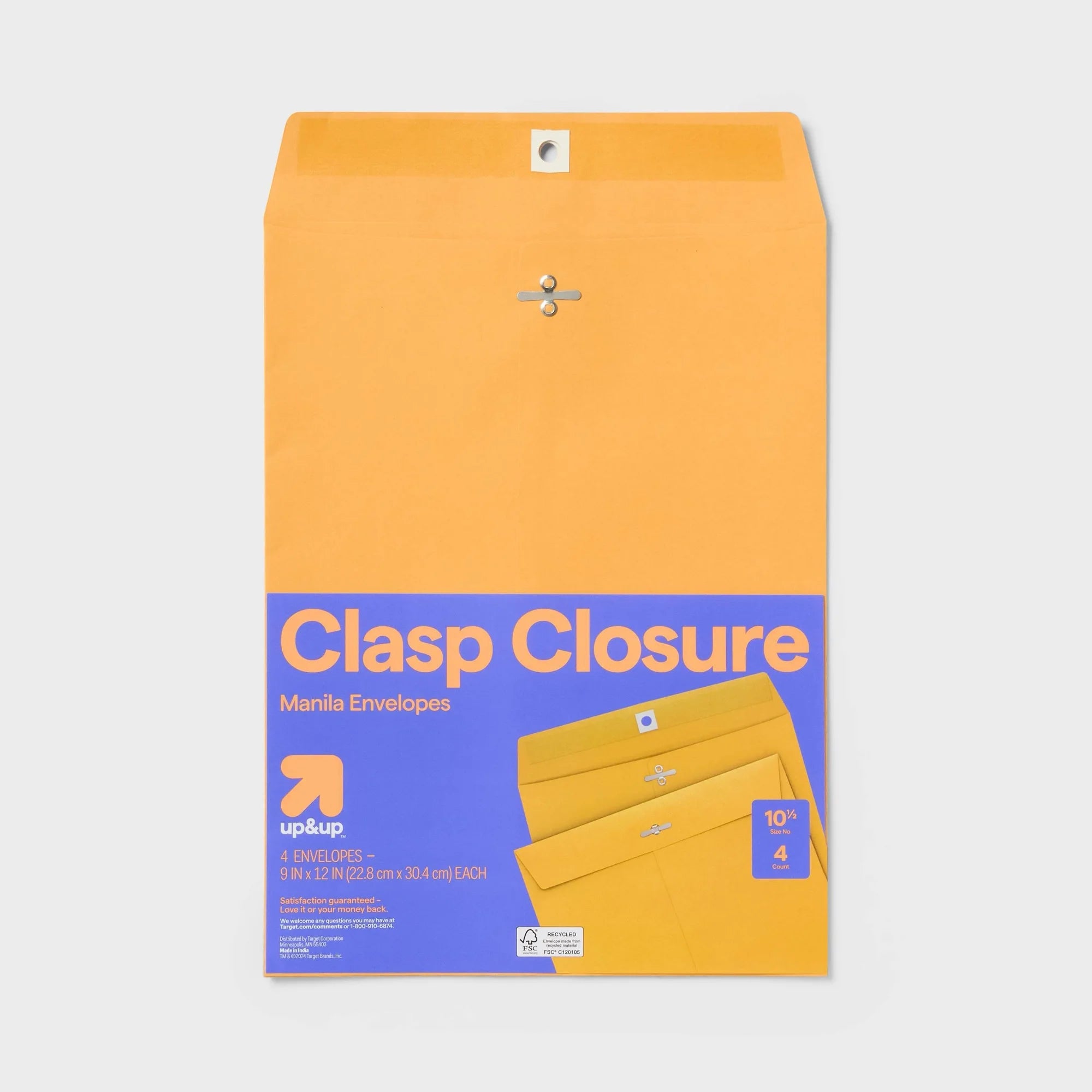 4ct Beige Manila Clasp Envelopes 9x12 Inch Paper Mailing Folders For Office Documents And Stationery