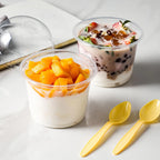 50/100PCS 250ML Disposable Plastic Pudding Cups Wiht Lids Ice Cream Double Skin Milk Disposable Cups Party Packing Dessert Cups