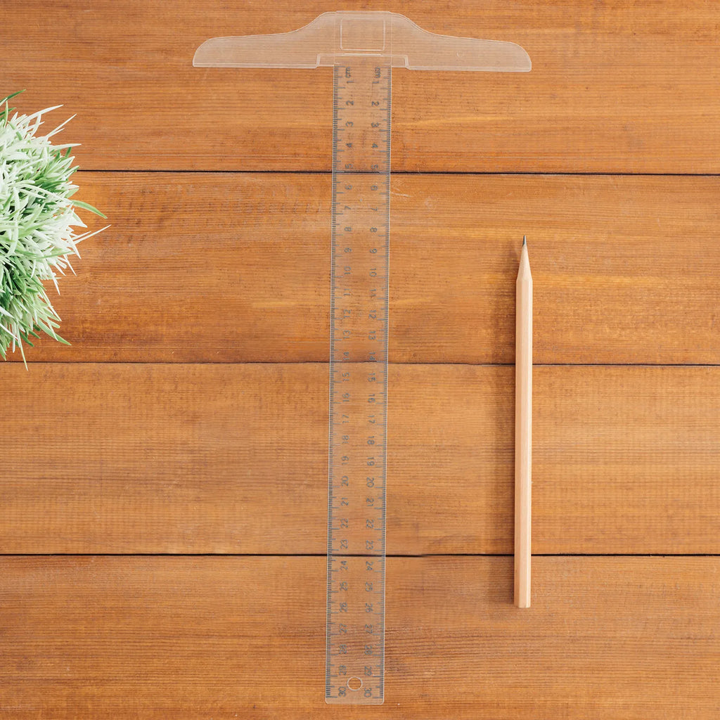 2Pcs Ruler Plastic Drafting T Shape Ruler Accurate Measuring Square for Artists Designers Woodworking Architects
