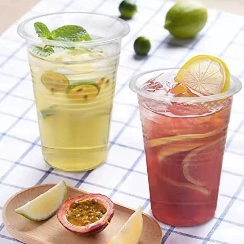 50/100PCS Disposable Transparent Plastic Cups Household Drinking Cups Fruit Juice Coffee Ice Crea Birthday Party Utensils