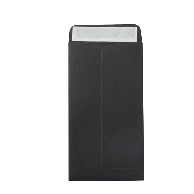 50pcs 8.9x16.5cm Black Paper Envelopes for Cash Banknote Small Change Storage Packaging Seal Bag Document Wedding Invitation Bag
