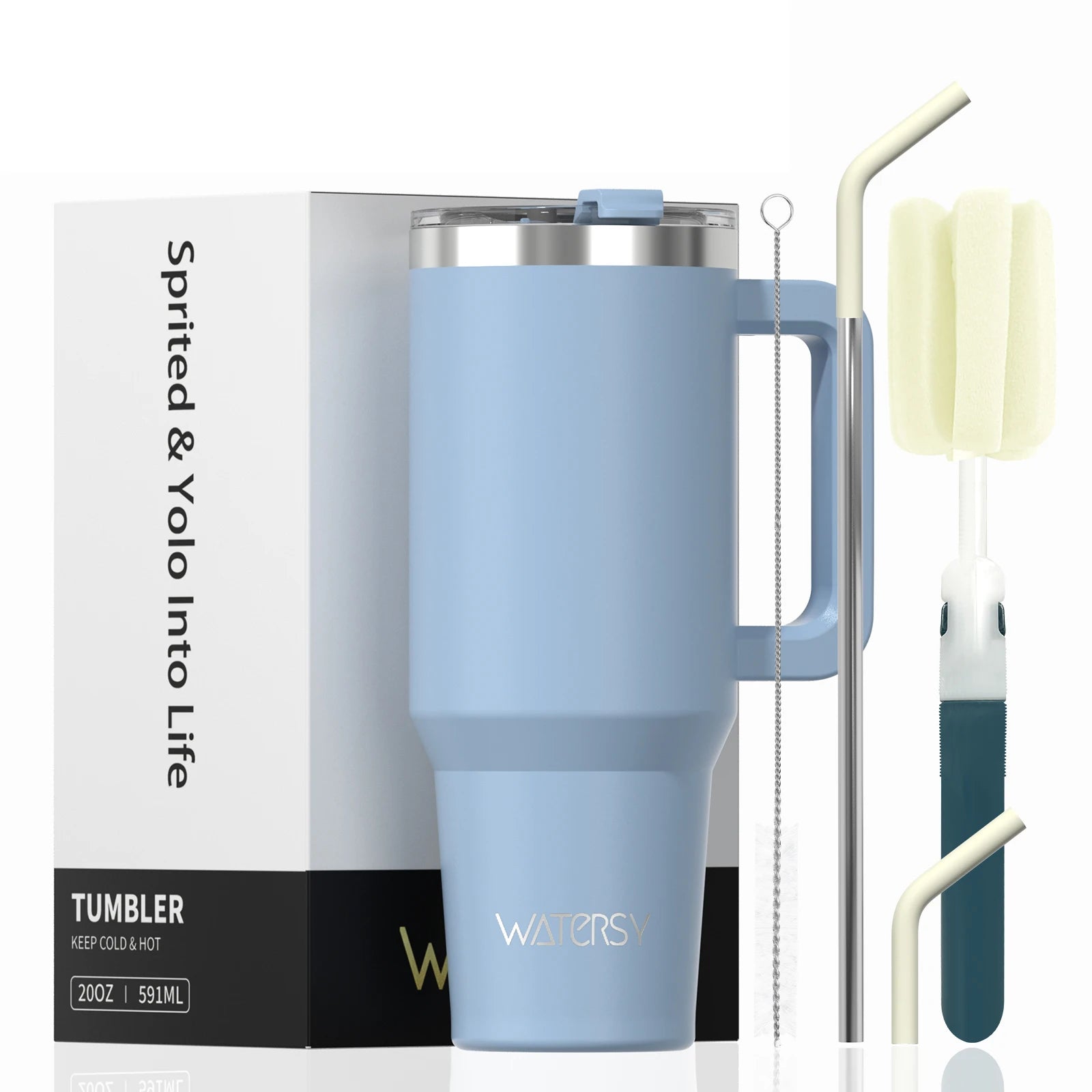 WATERSY Large Capacity 30/40oz Stainless Steel Tumbler with Handle And Straw Double Vacuum Insulated Thermal Coffee Mug