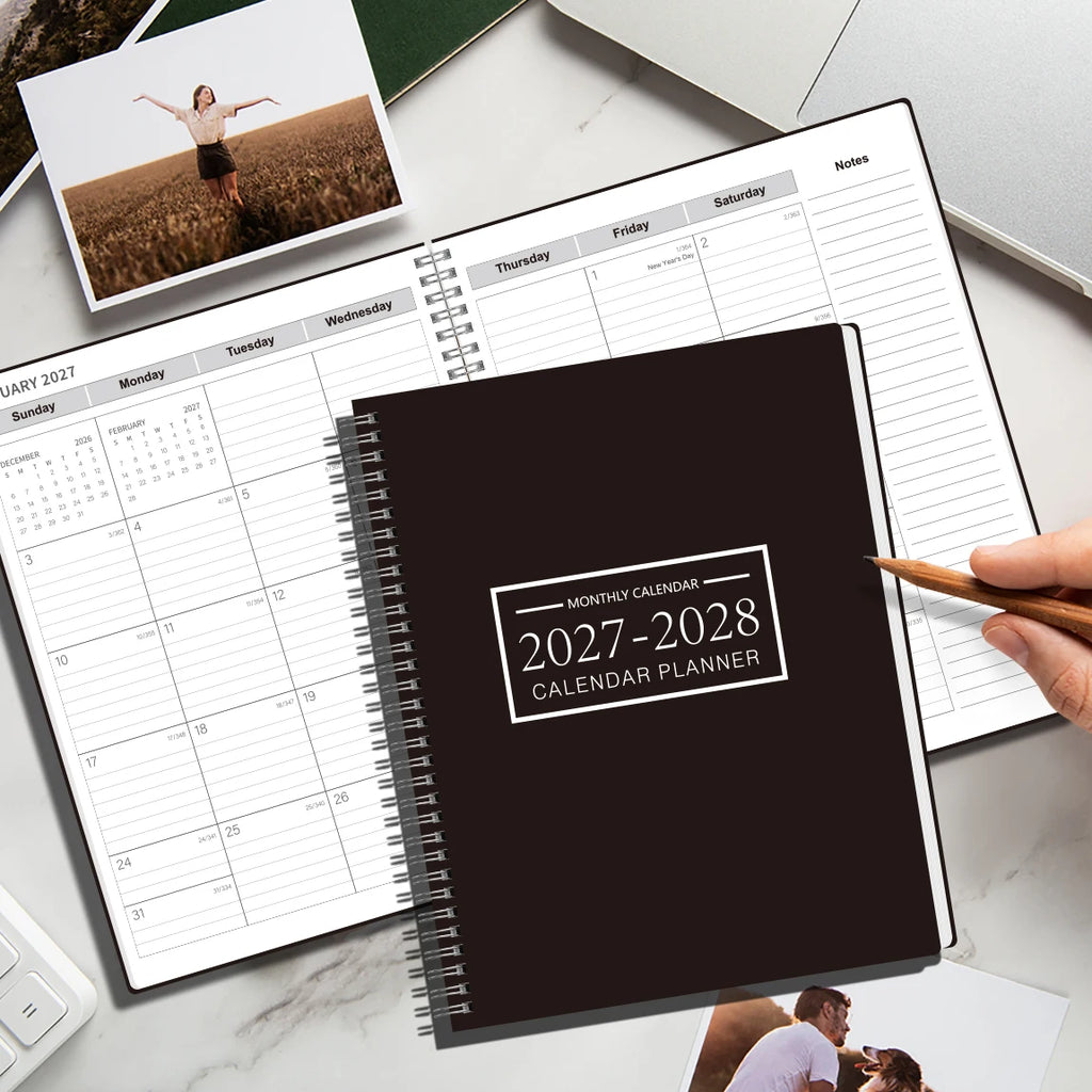 1Pc A4 Monthly Planner and Calendar Book 2 Year Monthly, Large Grid Monthly Organizer with Notes Pages, with 3 Stickers