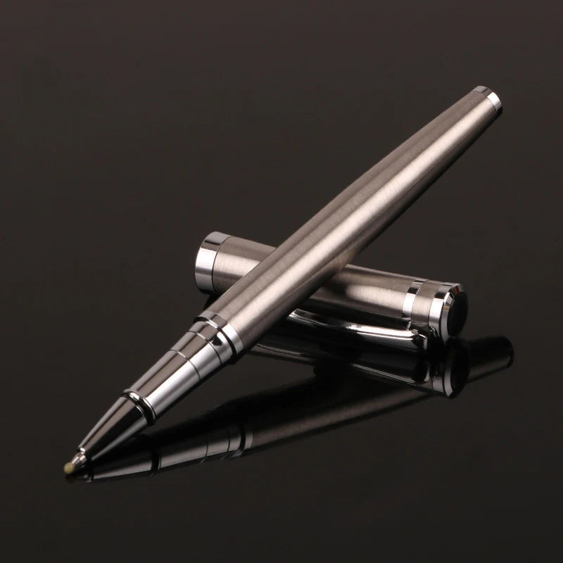 Luxury Metal Silver Black Signature Ballpoint Pens for Business Writing Office Supplies Stationery Customized Logo Name Gift