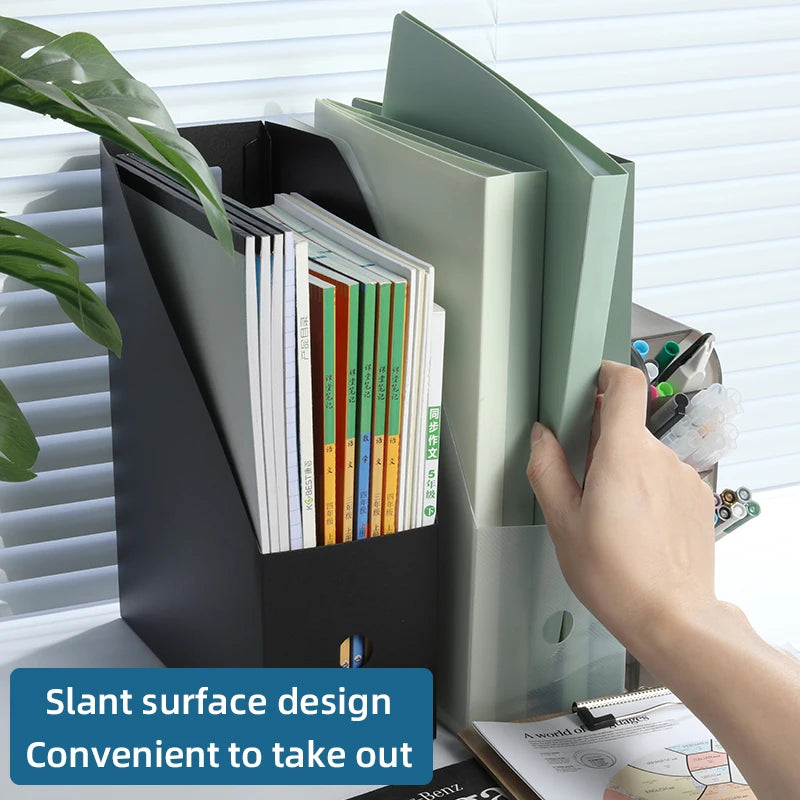 Simple Foldable Office Desktop File Storage Vertical A4 Folder With Inserts Box Large Capacity 9 Color Choices