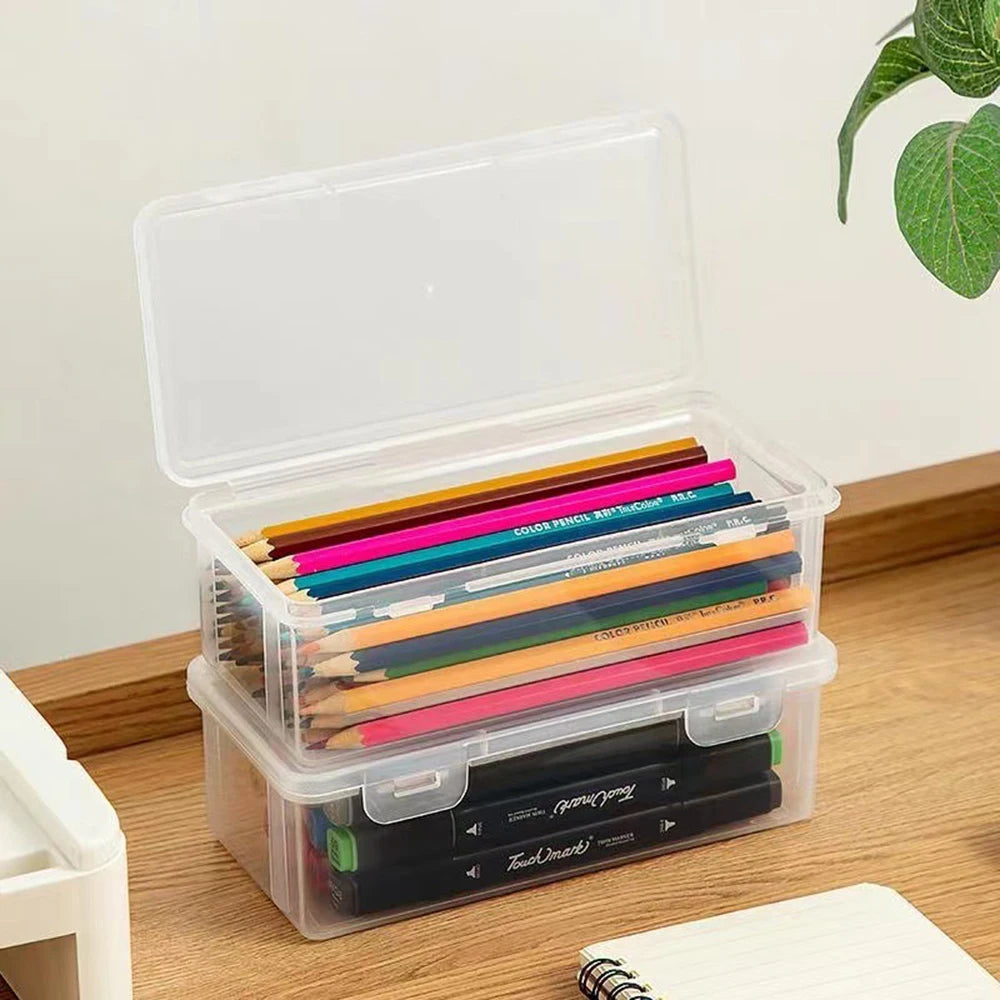 1pc Translucent PencCase Large Capacity Lightweight Convenient for School Supplies Storage Pen Box Organizer Box
