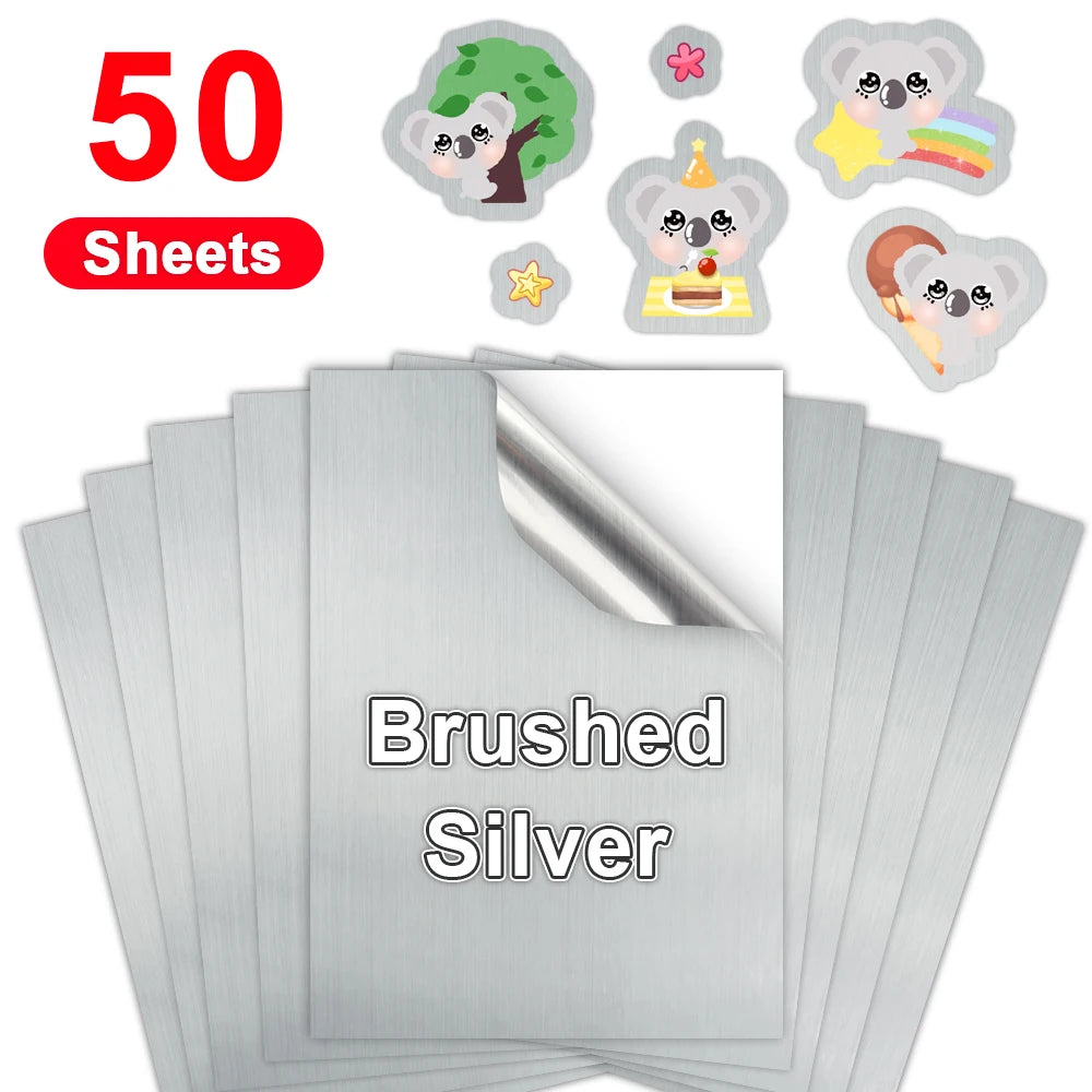 50 Sheets A4 Transparent Printable Vinyl Sticker Paper Glossy White Self-Adheisve Copy Paper for Inkjet Printer DIY Crafts Tapes