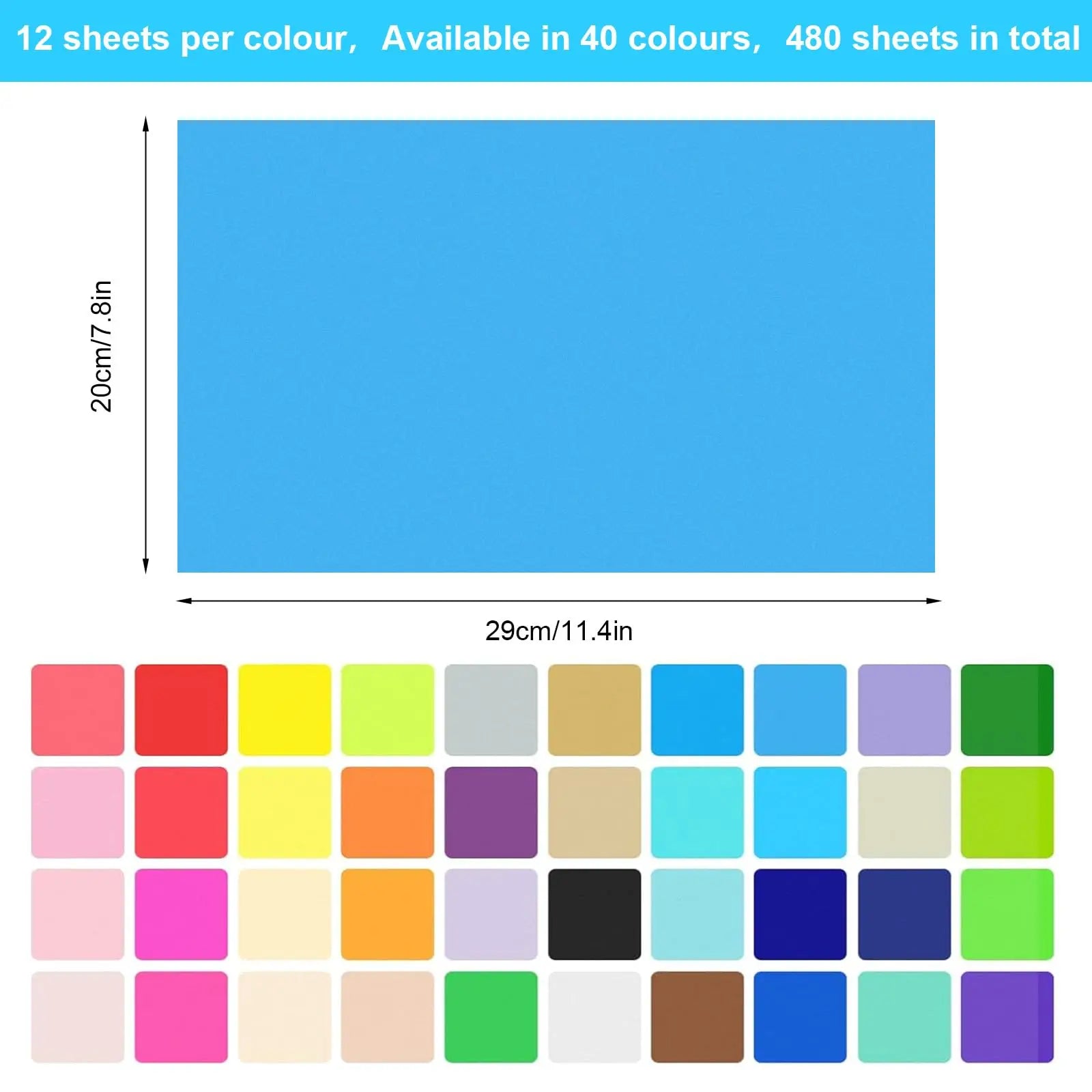 480-Sheet A4 Glossy Tissue Paper Set - 40 Colors for Crafts, Christmas, Wedding Decor & Packaging