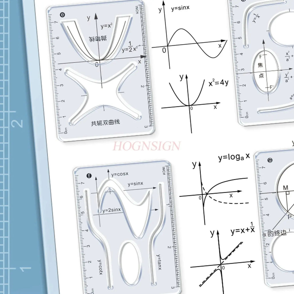 8pcs/set Multi functional geometric ruler, student drawing ruler, mathematical drawing design template