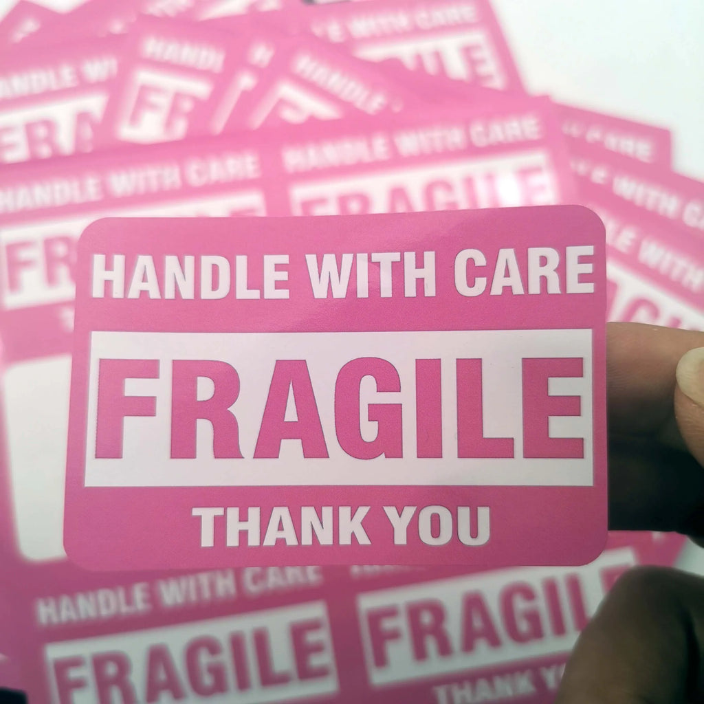 60 Pcs Black Pink 2" x 3" Fragile Stickers for Shipping and Moving "Please Handle with Care " Warning Stickers Fragile Labels
