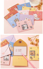 10pcs Japanese Cute Style Paper Envelopes Bear Rabbit Blessing Thank Envelope Cartoon Decoration Letter Paper Greeting Gift Card