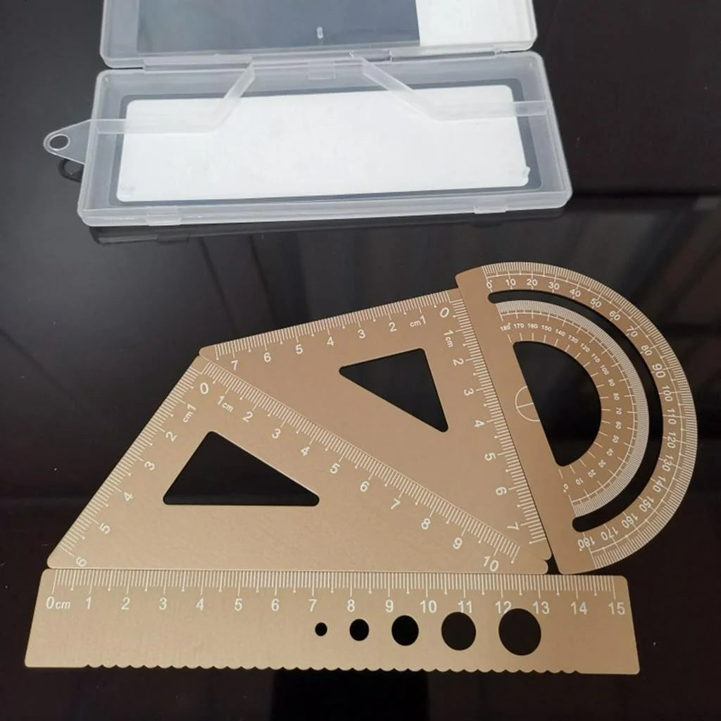 4pcs Metal Ruler Set - 6 Colors Maths and Drawing Tools, Drafting Rulers for Students and Designers