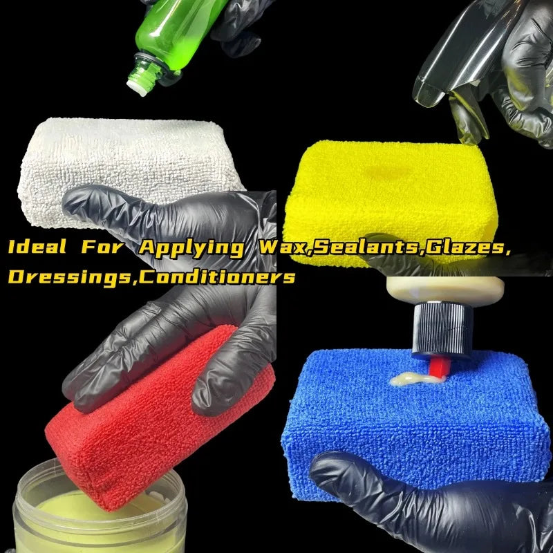 8PCS Microfibre Car Wax Applicator Pads Soft Rectangle Foam Auto Detailing Wax Sponge Paint Care Polishing Pad for Auto Cleaning