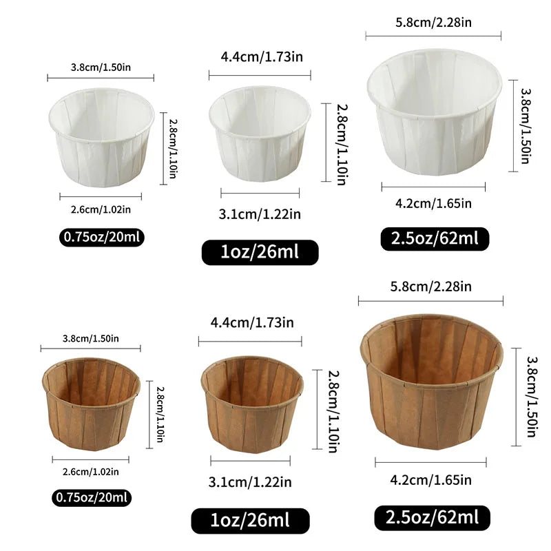 100pcs Disposable Paper Medicine Cups 0.75/1/2.5oz Mini Paper Cup for Medication Pills Distribution Food Tasting Cups Sauce Cups