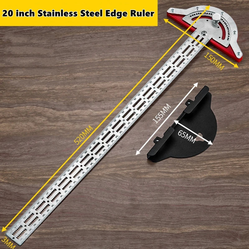 0-180 Degree Angle Gauge Woodworkers Edge Ruler Stainless Steel Protractor Angle Finder Ruler Precision Carpenter Measuring Tool
