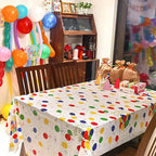 1pc / 6pcs Disposable Rectangle Birthday Tablecloth, 137x274cm Multicolor Happy Birthday Star Plastic Thickened Table Covers