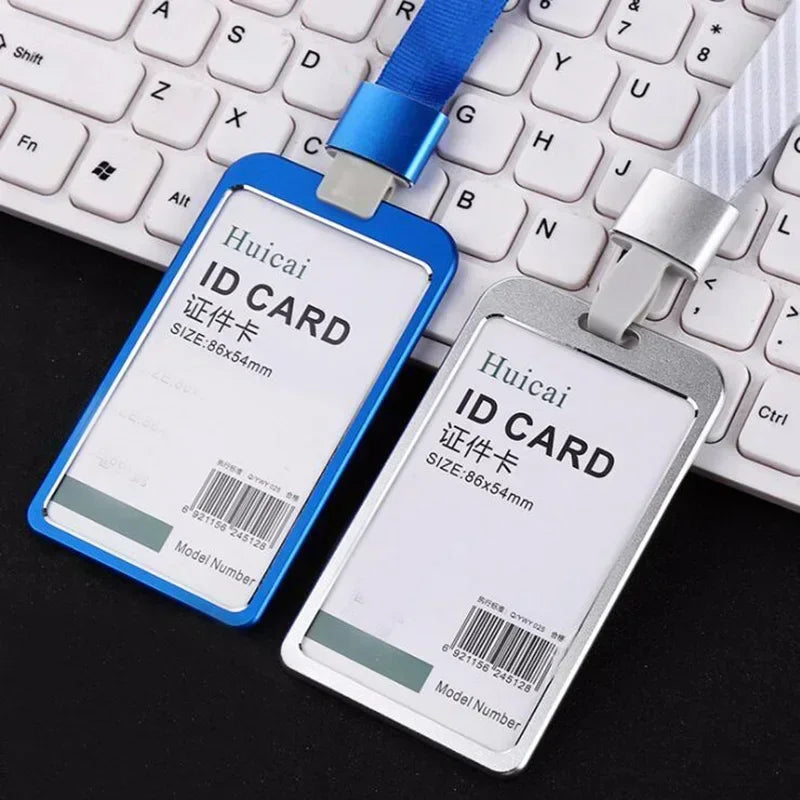1 Pcs Aluminum Alloy Card Cover Case Bank Business Work Card Holder with ABS Retractable Badge Reel Credit ID Card Badge Bag