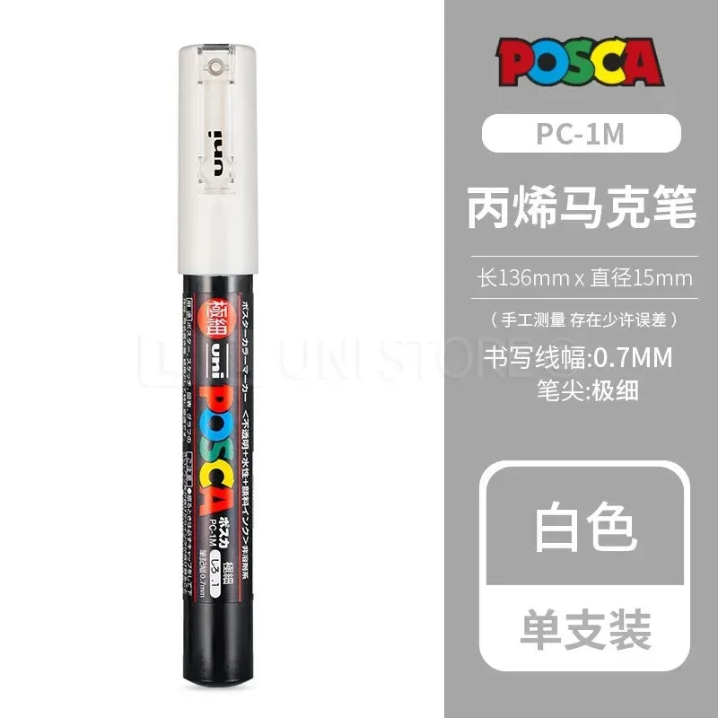 Uni Posca Full Marker PC-1M 3M 5M Multi-Colours Acrylic Permanente Rotulador Poster Graffiti Painting Pen For Fabric Rock Metal