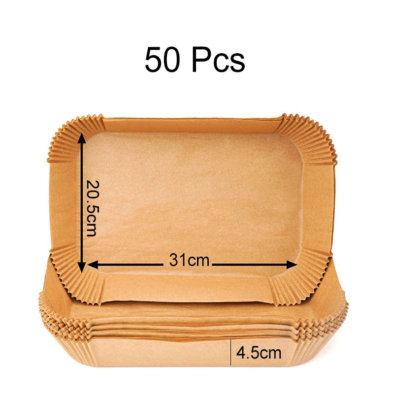 Large Rectangle Air Fryer Disposable Paper Liner 31 cm Nonstick Airfryer Parchment Special Baking Paper for 3-9QT Cooking Basket