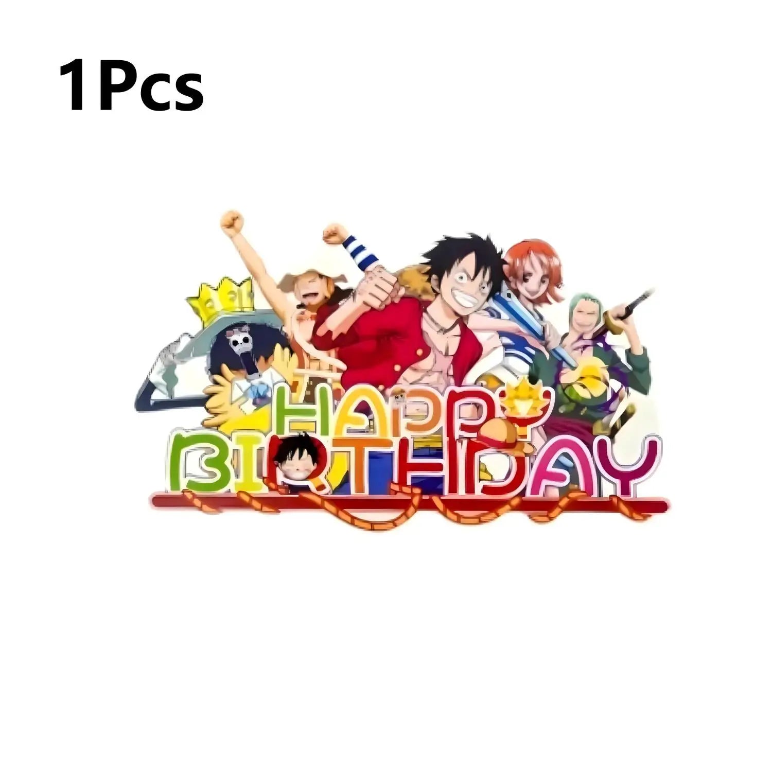 117 Pcs One Piece Party Supplies-One Piece Party Banner Balloons Cake Topper Plates Etc One Piece Birthday Party Decorations